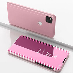 Coque en TPU + PU voir la surface du miroir de la fenêtre or rose pour votre Google 4A