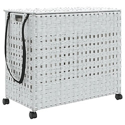 vidaXL Panier à linge avec roulettes blanc 66x35x60 cm résine tressée