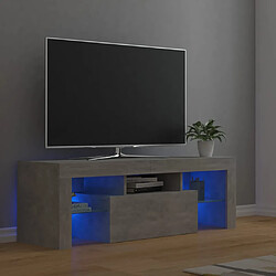 vidaXL Meuble TV avec lumières LED gris béton 120x35x40 cm