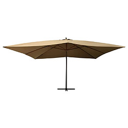 Helloshop26 Parasol meuble de jardin en porte-à-fau x avec mât en bois 400 x 300 cm taupe 02_0008626