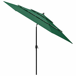 Maison Chic Parasol Jardin | Parasol à 3 niveaux avec mat en aluminium Vert 3 m - GKD32496