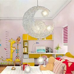 Stoex Lustre Suspension Industrielle Lune étoiles LED Plafonnier Luminaire Aluminium avec 5 Ampoules pour Enfants Chambre (Lumière blanche chaude)