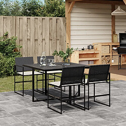 vidaXL Ensemble à manger de jardin coussins 5pcs noir résine tressée