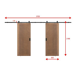 Acheter Vente-Unique Porte coulissante double avec système en applique en MDF et bois - naturel foncé - 2 x H205 x L63 cm - SANDORA