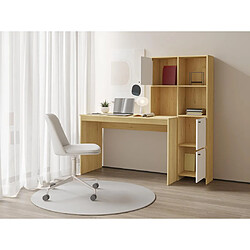 Vente-Unique Bureau avec 3 placards et 3 niches - Coloris : Naturel et blanc - ALIOBINI