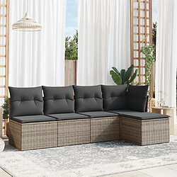 Maison Chic Salon de jardin 5 pcs avec coussins | Ensemble de Table et chaises | Mobilier d'Extérieur gris résine tressée -GKD55646