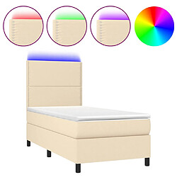 vidaXL Sommier à lattes de lit et matelas et LED Crème 90x190 cm Tissu