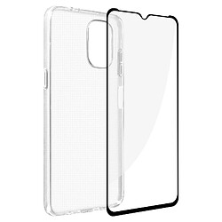 Avizar Coque Nokia G21 et G11 Silicone Souple Film Verre Trempé 9H noir