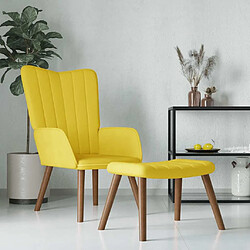 vidaXL Chaise de relaxation avec repose-pied Jaune moutarde Velours