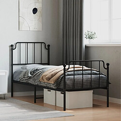 Maison Chic Cadre/structure de lit métal et tête de lit + pied de lit pour adulte - Lit Moderne Chambre noir 75x190 cm -MN20349