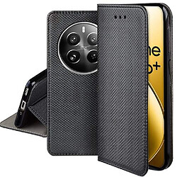 Htdmobiles Housse etui portefeuille avec coque interieure en silicone pour Realme 12 Pro et Realme 12 Pro+ Plus 5G + film ecran - NOIR MAGNET