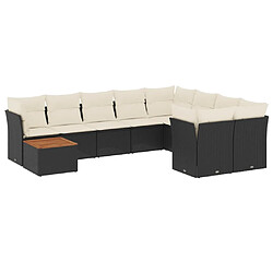 Maison Chic Salon de jardin 10 pcs avec coussins | Ensemble de Table et chaises | Mobilier d'Extérieur noir résine tressée -GKD53119