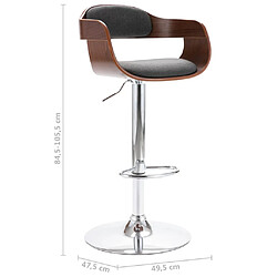 vidaXL Tabouret de bar Contreplaqué et tissu gris pas cher