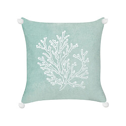 Beliani Coussin NORI Coton 45 x 45 cm Animal Broderie Vert menthe