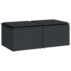 vidaXL Salon de jardin avec coussins 2 pcs noir résine tressée acacia