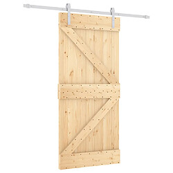 vidaXL Porte coulissante et kit de quincaillerie 95x210 cm pin massif