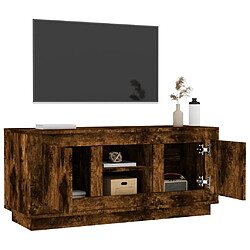 Maison Chic Meuble TV scandinave - Banc TV pour salon chêne fumé 102x35x45 cm bois d'ingénierie -MN22136 pas cher