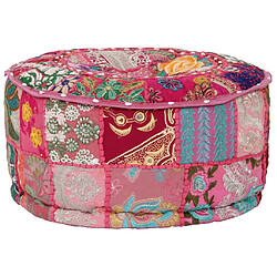 Acheter vidaXL Pouf rond en coton en patchwork fait à la main 40 x 20 cm Rose