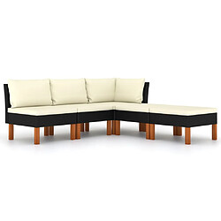 Maison Chic Salon de jardin 5 pcs + coussins - Mobilier/Meubles de jardin - Table et chaises d'extérieur Résine tressée Noir -MN74551