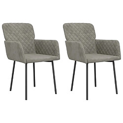 vidaXL Chaises à manger lot de 2 Gris clair Velours