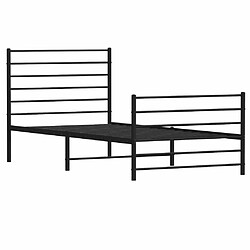 Maison Chic Lit adulte - Lit simple Cadre de lit métal avec tête de lit/pied de lit,Structure du lit Contemporain pour chambre noir 90x190 cm -MN48905 pas cher