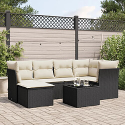 Maison Chic Salon de jardin 7 pcs avec coussins | Ensemble de Table et chaises | Mobilier d'Extérieur noir résine tressée -GKD42976