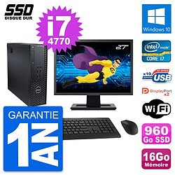 PC Dell T1700 SFF Ecran 27" Intel i7-4770 RAM 16Go SSD 960Go Windows 10 Wifi - Occasion