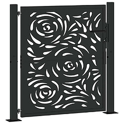 vidaXL Portail de jardin noir 105x105 cm acier conception de flamme