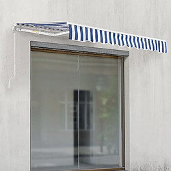 Acheter Store Banne Bitonto avec Manivelle 350 x 250 cm Bleu Blanc [en.casa]