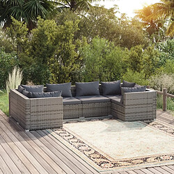 Maison Chic Salon de jardin 6 pcs + coussins - Mobilier/Meubles de jardin - Table et chaises d'extérieur résine tressée gris -MN67600