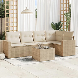 vidaXL Salon de jardin avec coussins 6 pcs beige résine tressée 