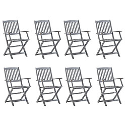 vidaXL Chaises pliables d'extérieur lot de 8 Bois d'acacia solide