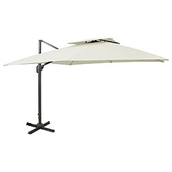 vidaXL Parasol de jardin en porte-à-faux avec double toit sable