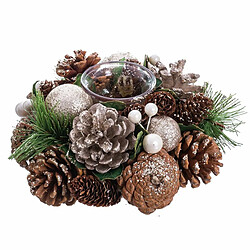 BigBuy Christmas Bougeoirs de Noël Doré Naturel Plastique Foam 19 x 19 x 9 cm