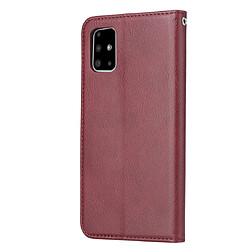 Wewoo Housse Coque Pour Galaxy A71 Knead Skin Texture en cuir à rabat horizontal avec cadre photo et support et fentes cartes et portefeuille vin rouge