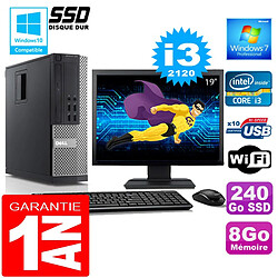 PC DELL 990 SFF Core I3-2120 Ram 8Go Disque 240 Go SSD Wifi W7 Ecran 19" - Occasion