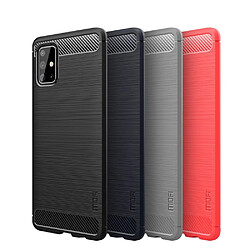 Mofi Coque en TPU fibre de carbone brossée noir pour Samsung Galaxy A71