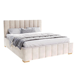 Kids Literie Lit Coffre Anton 140 x 190 cm avec sommier à lattes relevable Crème pas cher