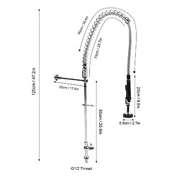 ComfortXL Robinet de cuisine g1/2 avec douchette extractible, robinet d'eau froide