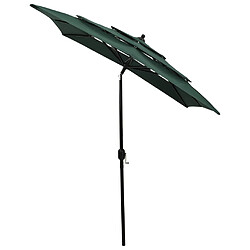 Acheter ComfortXL Parasol à 3 Niveaux Avec Mât En Aluminium Vert 2x2 M