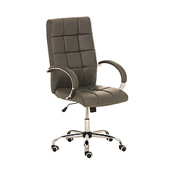 Decoshop26 Fauteuil de bureau à roulettes en cuir artificiel gris BUR10014