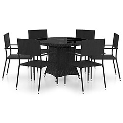 Maison Chic Ensemble de salle à manger de jardin 7 pcs,Table et chaises d'extérieur pour relax Résine tressée Noir -GKD167914