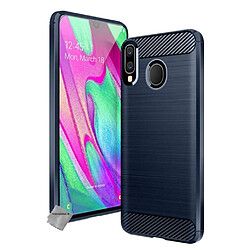 Htdmobiles Coque silicone gel carbone pour Samsung Galaxy A40 + film ecran - BLEU FONCE