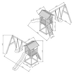 AXI Beach Tower Aire de Jeux BLANC avec Toboggan en VERT Clair, Balançoire Nid d'oiseau Noir & Bac à Sable | Grande Maison Enfant extérieur en Gris & BLANC | Cabane de Jeu en Bois FSC pas cher