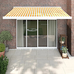 Maison Chic Store banne | Auvent rétractable de porte | Marquise Brise-soleil jaune et blanc 3,5x2,5 m tissu et aluminium -GKD53424