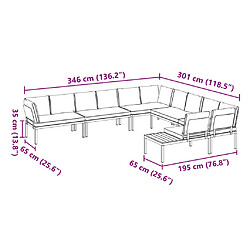 vidaXL Salon de jardin 6 pcs avec coussins noir aluminium pas cher