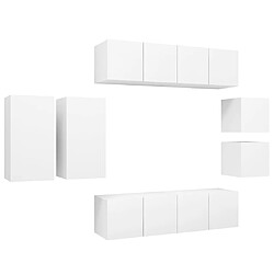 vidaXL Ensemble de meubles TV 8 pcs Blanc Bois d'ingénierie