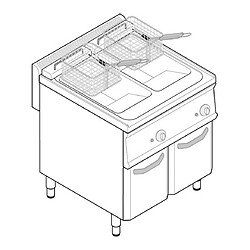 Friteuse sur Coffre Gaz - 2 x 14 Litres - Commandes Mécaniques - Gamme 700 - Tecnoinox