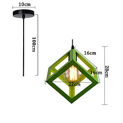 Stoex 2PCS Suspension Lustre en Forme de Cube Suspension Luminaire Moderne Plafonnier Rétro Vintage Vert pas cher