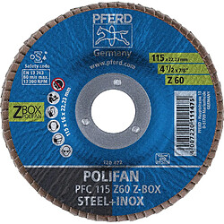 Pferd Polifan-Z-BOX - 10 x disques à lamelles 115 mm, Z60, alésage 22,23 mm, 69300937 - pour une performance de coupe élevée et une longue durée de vie sur acier et acier inoxydable (INOX)